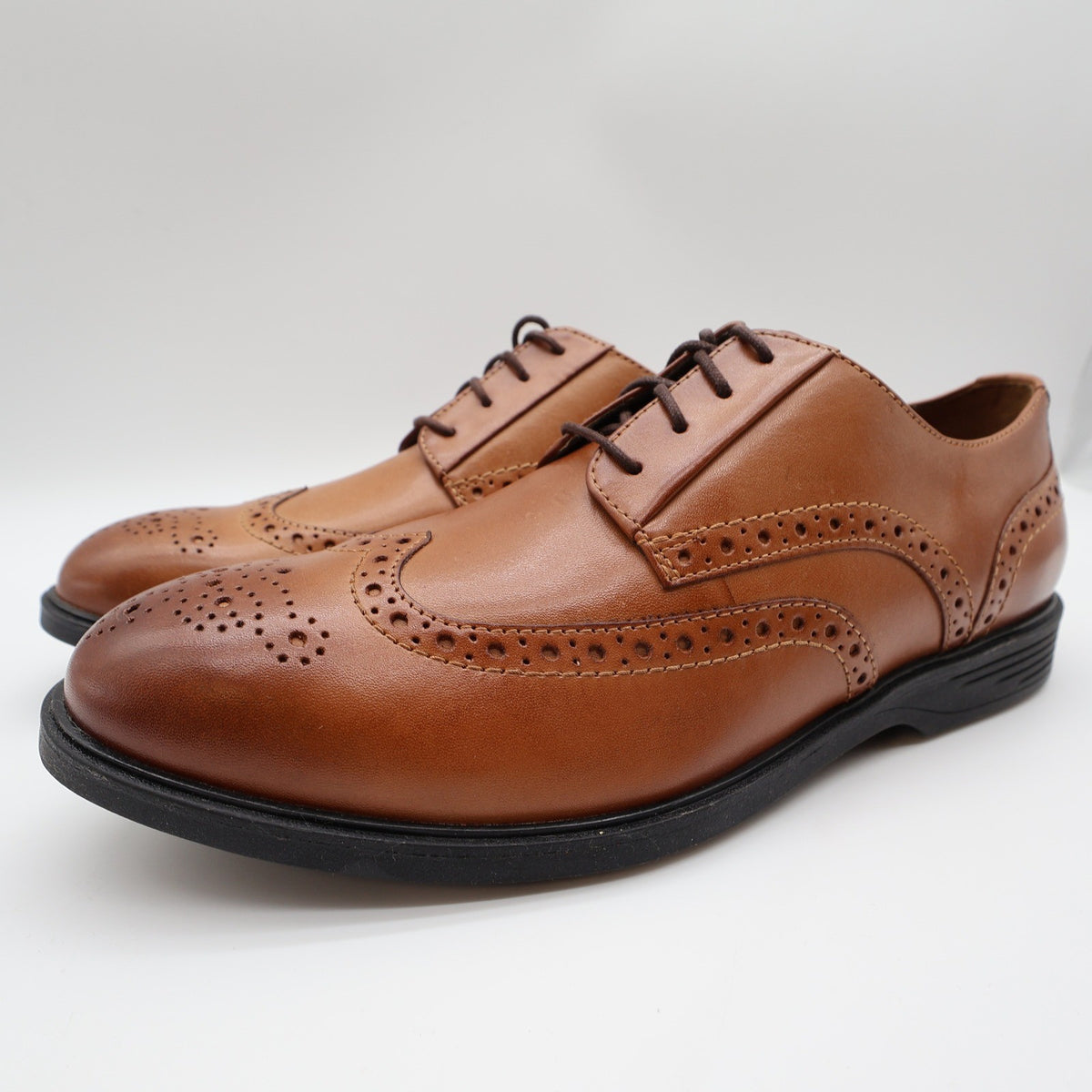 Hush Puppies Shepsky WT Oxford Mens 9.5 Dark Tan Leather Wingtip - take2supply