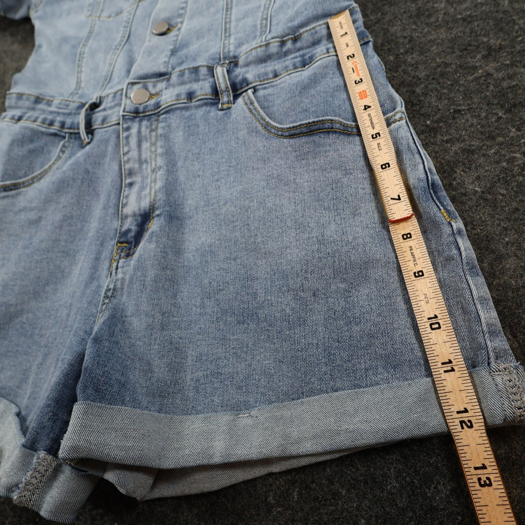 Jeans Romper Womens Small Light Blue Denim Cotton Blend Slim Fit Utility - take2supply