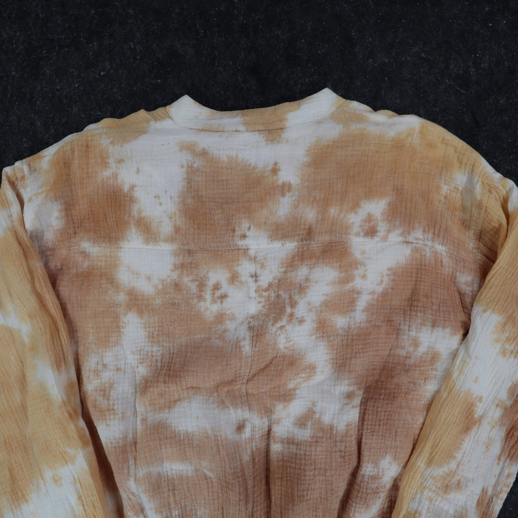 Hem & Thread Womens S Tan Cream Tie Dye Cotton Gauze Snap Bomber Jacket NWT - take2supply