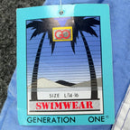 Generation One Vintage 90s Swim Trunks Boys L 14-16 Blue Cotton NWT - take2supply