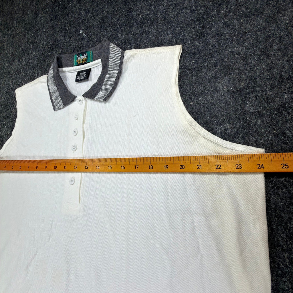Dunbrooke 90s Vintage Sleeveless Polo Shirt Womens XL White Cotton New - take2supply