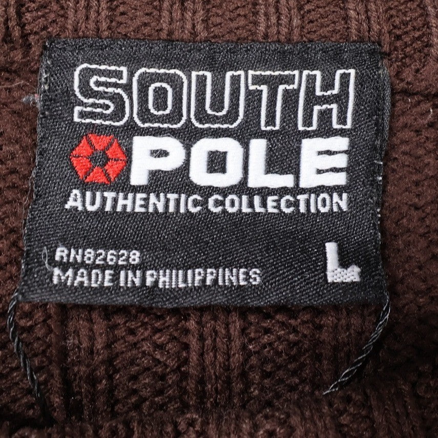 Southpole Ribbed Knit Sweater Mens Large Brown Excellent Striped Y2K Streetwear - take2supply