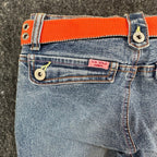US Polo Assn Y2K Flare Jeans Girls 8 Blue Denim Stretch Belted NWT - take2supply