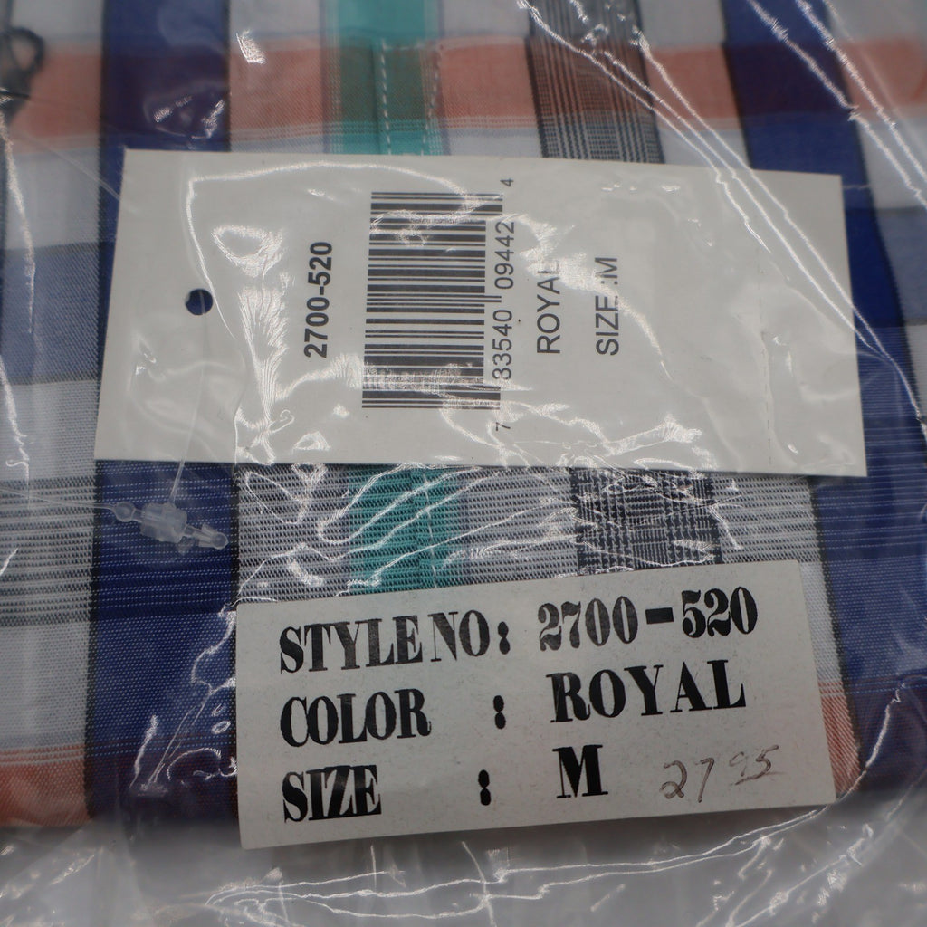 Cotton Traders Plaid Shirt Mens Medium Royal Blue Orange Check Button Down NWT - take2supply