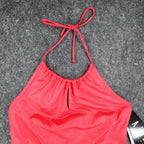 A. Byer Halter Tank Top Womens Medium Y2K Red Stretch Built-in Bra USA NWT - take2supply