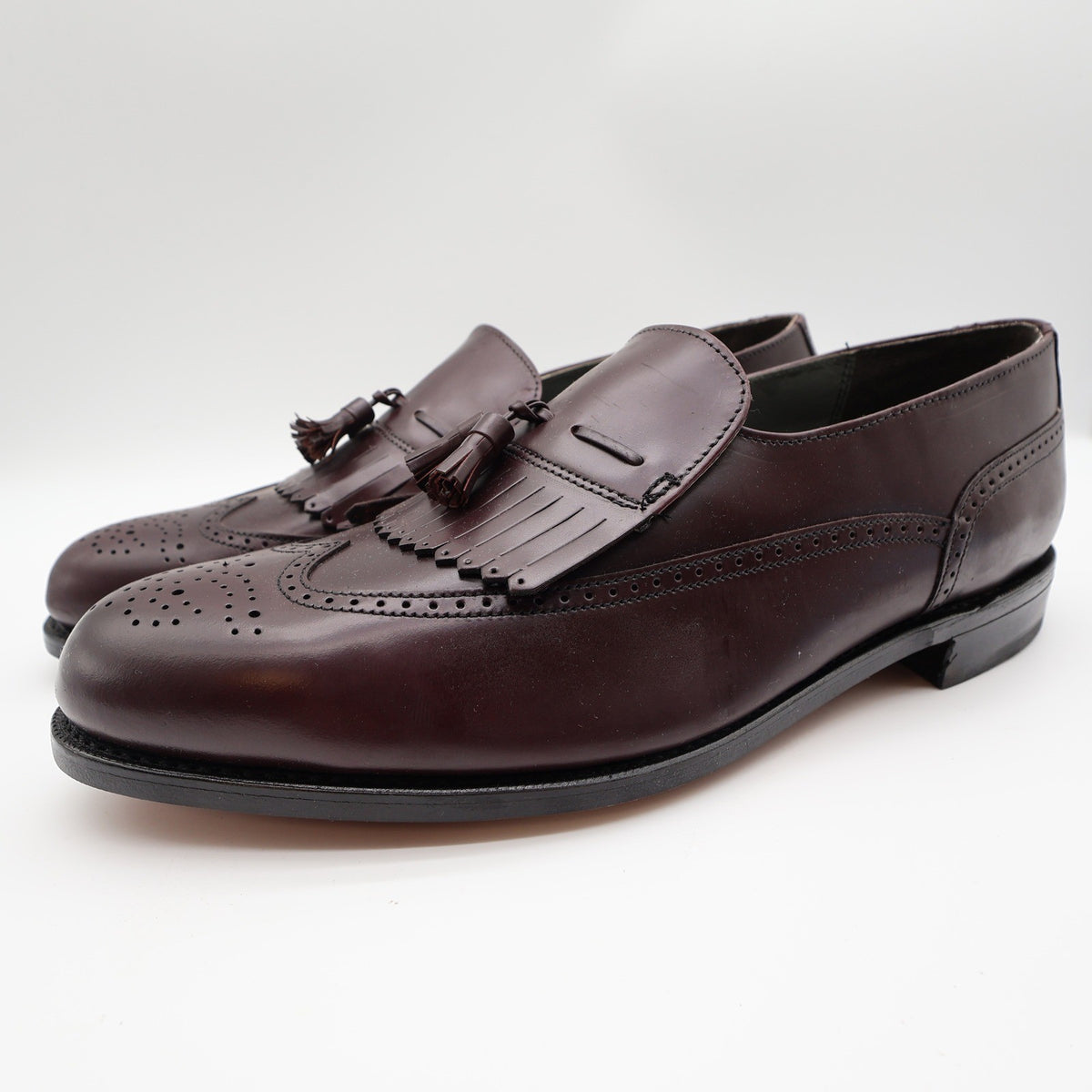 Dexter Brent Loafers Mens 12 WW Vintage Burgundy Leather Wingtip Tassel USA - take2supply
