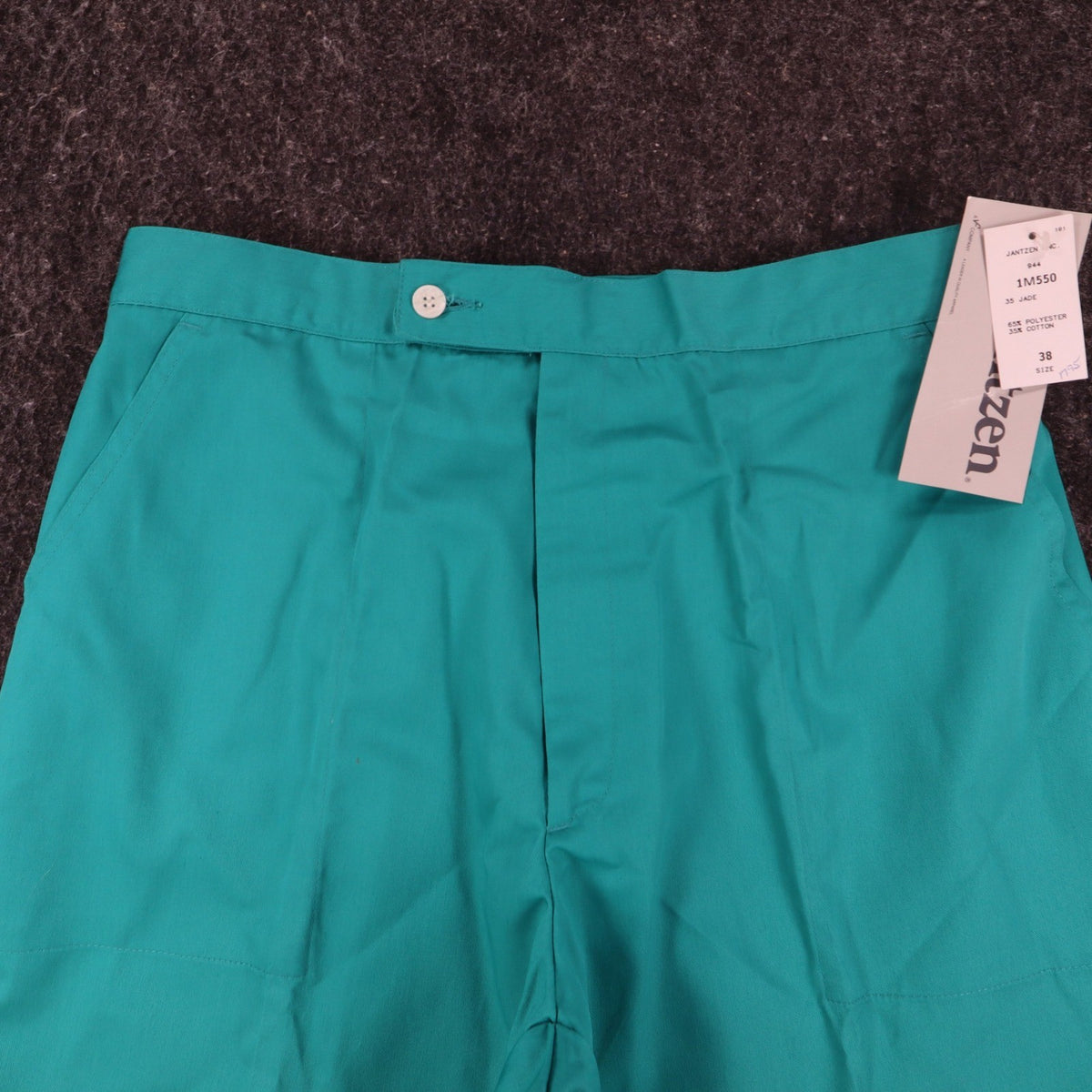 Jantzen Vintage 90s Jade Green Shorts Mens 38 Deadstock NWT Poly Cotton 1M550 - take2supply