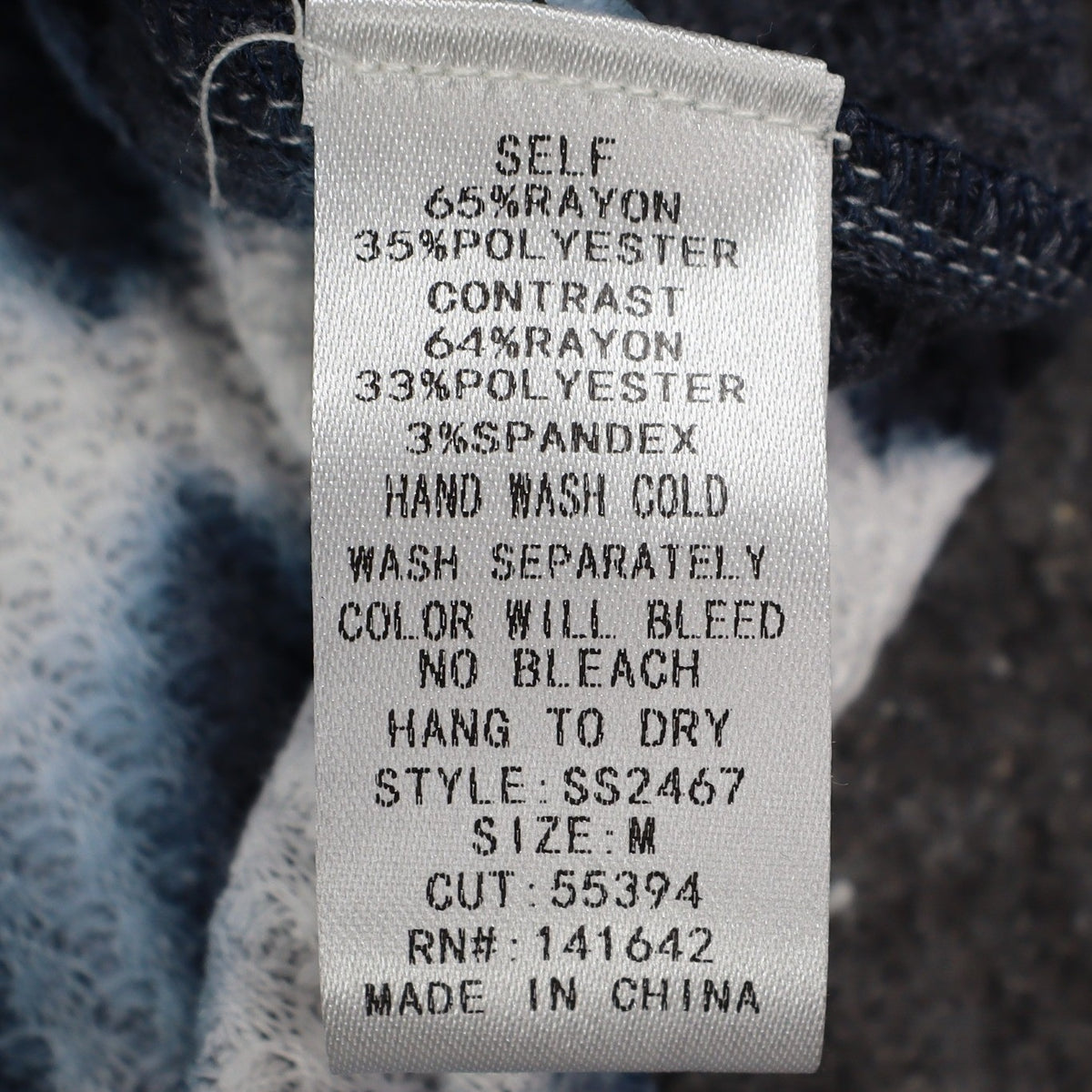 She + Sky Waffle Knit Top Medium NWT Navy White Tie Dye Thermal Raglan SS2467 - take2supply
