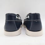 Webbs Boat Shoes Kids Size 2 C Vintage 80s Navy Leather Made in USA Deadstock - take2supply