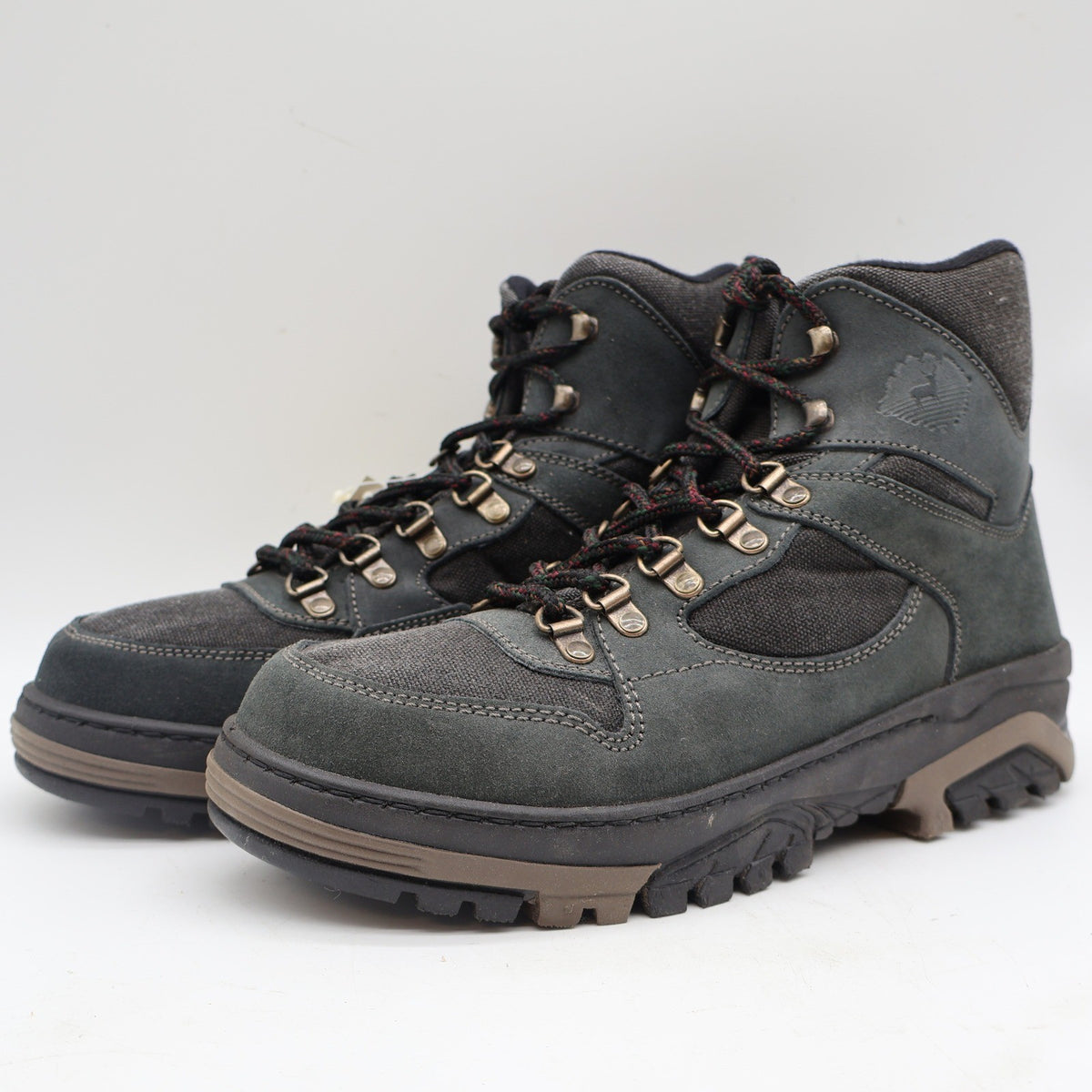 Gray Lake of the Woods hiking boots with Cordura panels, opposite angled pair view
