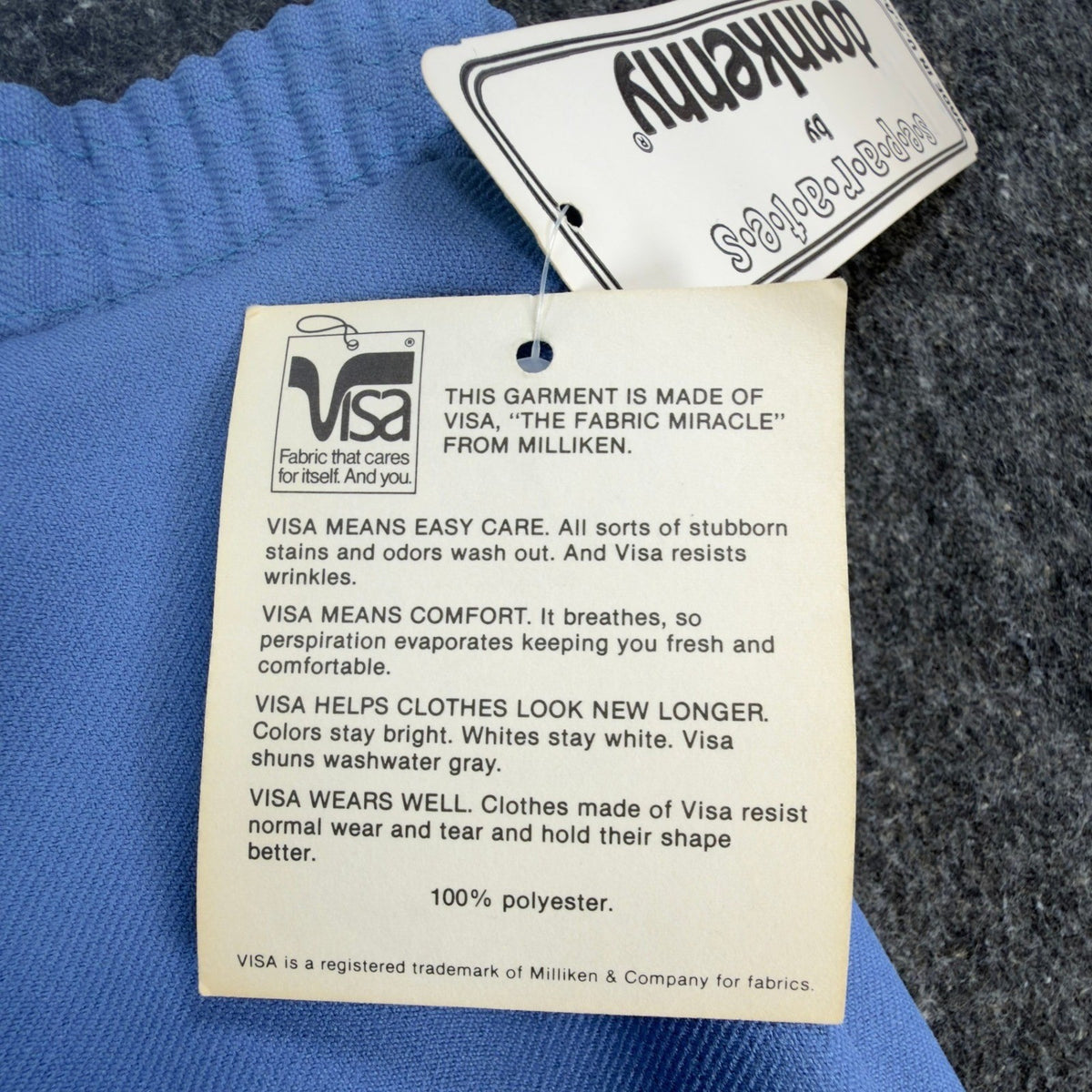 Donnkenny 80s Vintage Slacks Women 10 Blue Poly Visa Stretch High Waist NWT USA - take2supply