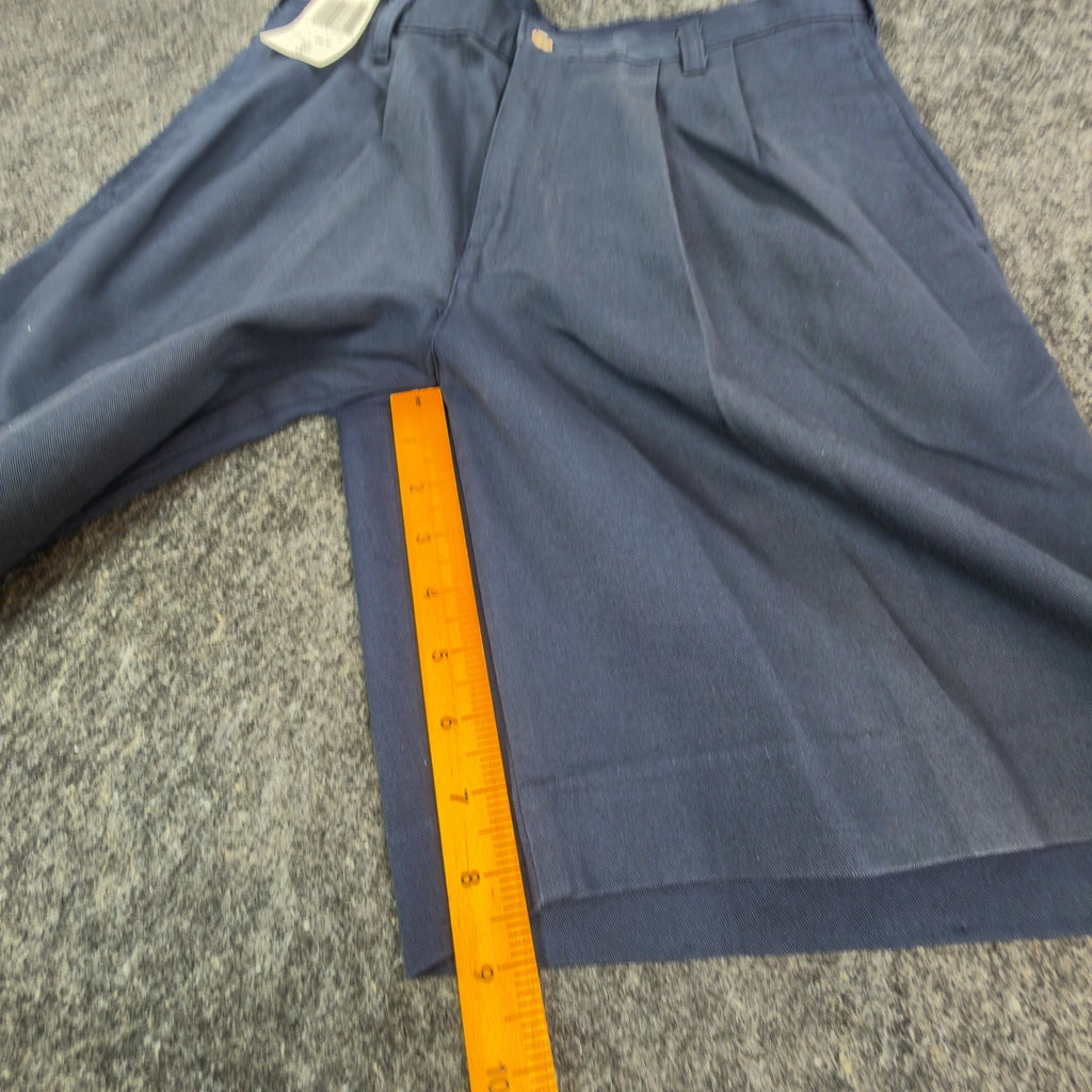 Wolf Mountain Key Shorts Mens 32 Navy Blue 100% Cotton Pleated Vintage USA NWT - take2supply