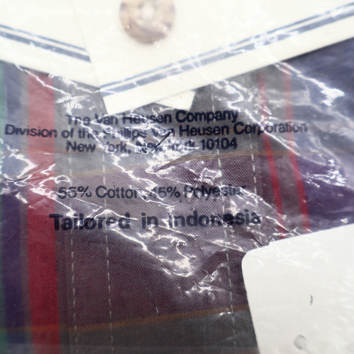 417 Van Heusen Shirt Mens XL Green Purple Red Plaid Cotton Blend New Packaged - take2supply