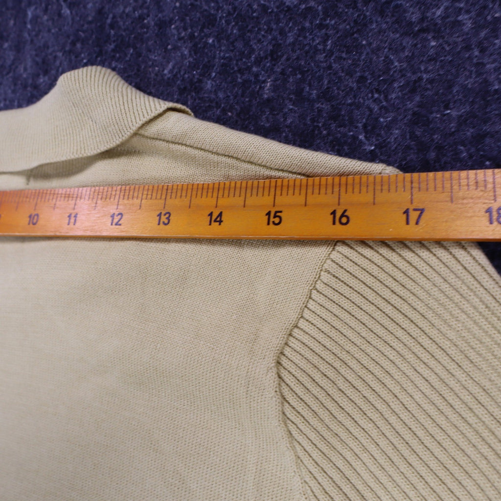 SML Design Polo Sweater Women Medium Tan Short Sleeve Cotton Blend Ribbed NWT - take2supply