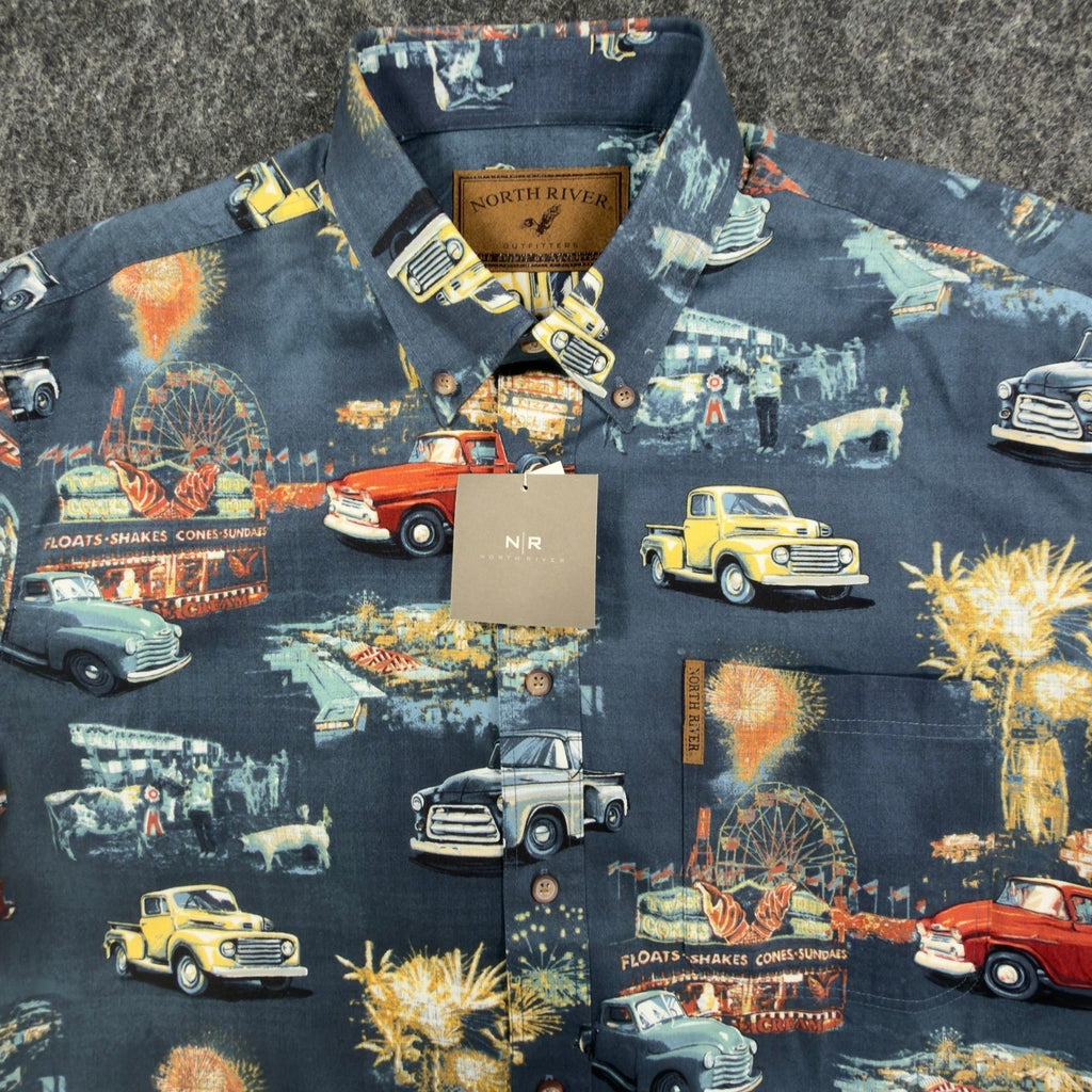 North River Americana Truck Shirt Mens Medium Black Cotton NWT Vintage Style - take2supply