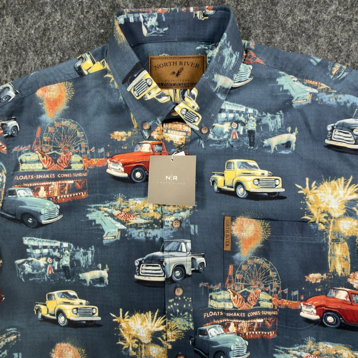 North River Americana Truck Shirt Mens Medium Black Cotton NWT Vintage Style - take2supply