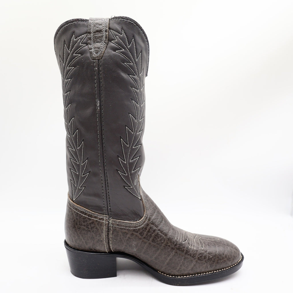 Acme 80s Western Boots Youth 3.5 D Grey Elephant Print Leather NIB 2395 Vintage - take2supply
