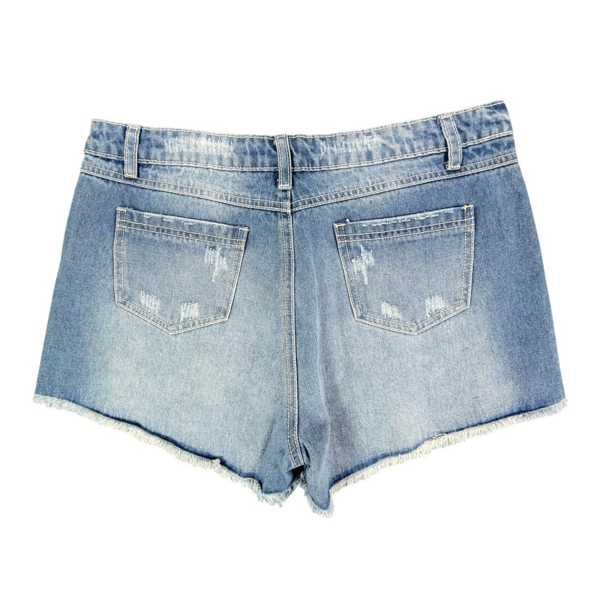 Blu Pepper Modern Floral Embroidered Denim Shorts Womens L Blue NWT BA6806 - take2supply