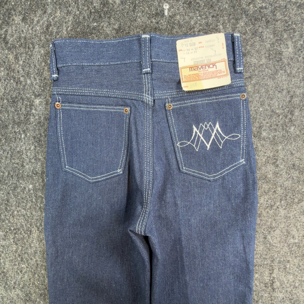 Maverick Vintage 70s Jeans Boys 12 Slim Blue USA Made NOS NWT 24x27 - take2supply