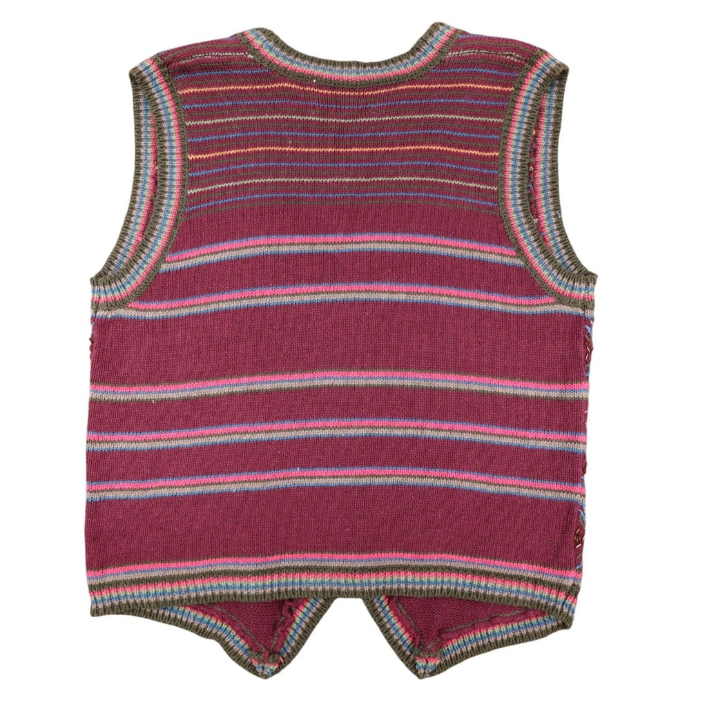 Donnkenny Classics Sweater Vest Womens M Vintage 90s Burgundy Beaded Knit Vest - take2supply