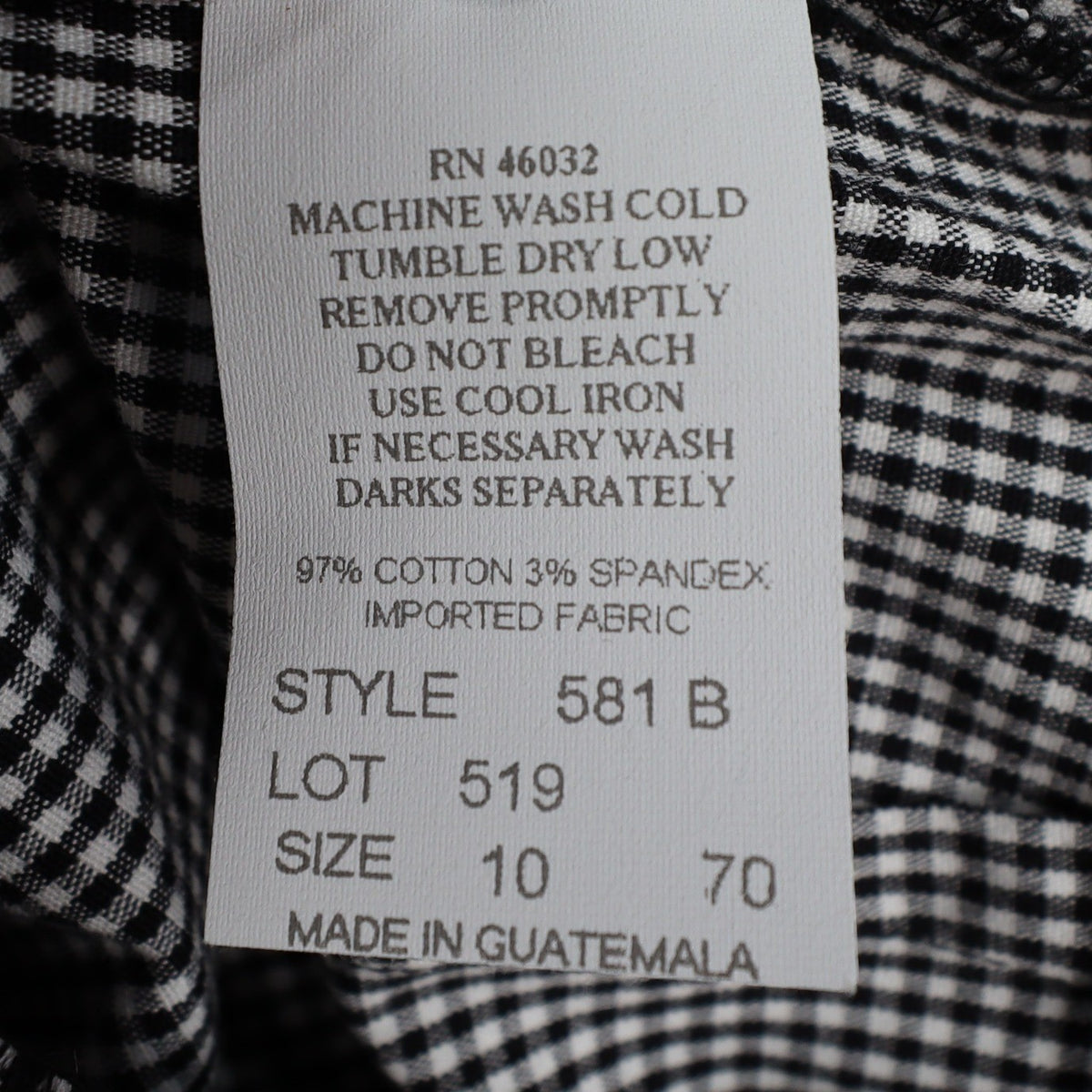Southern Lady Gingham Pants Womens 10 Black White Stretch Straight Leg New C858 - take2supply