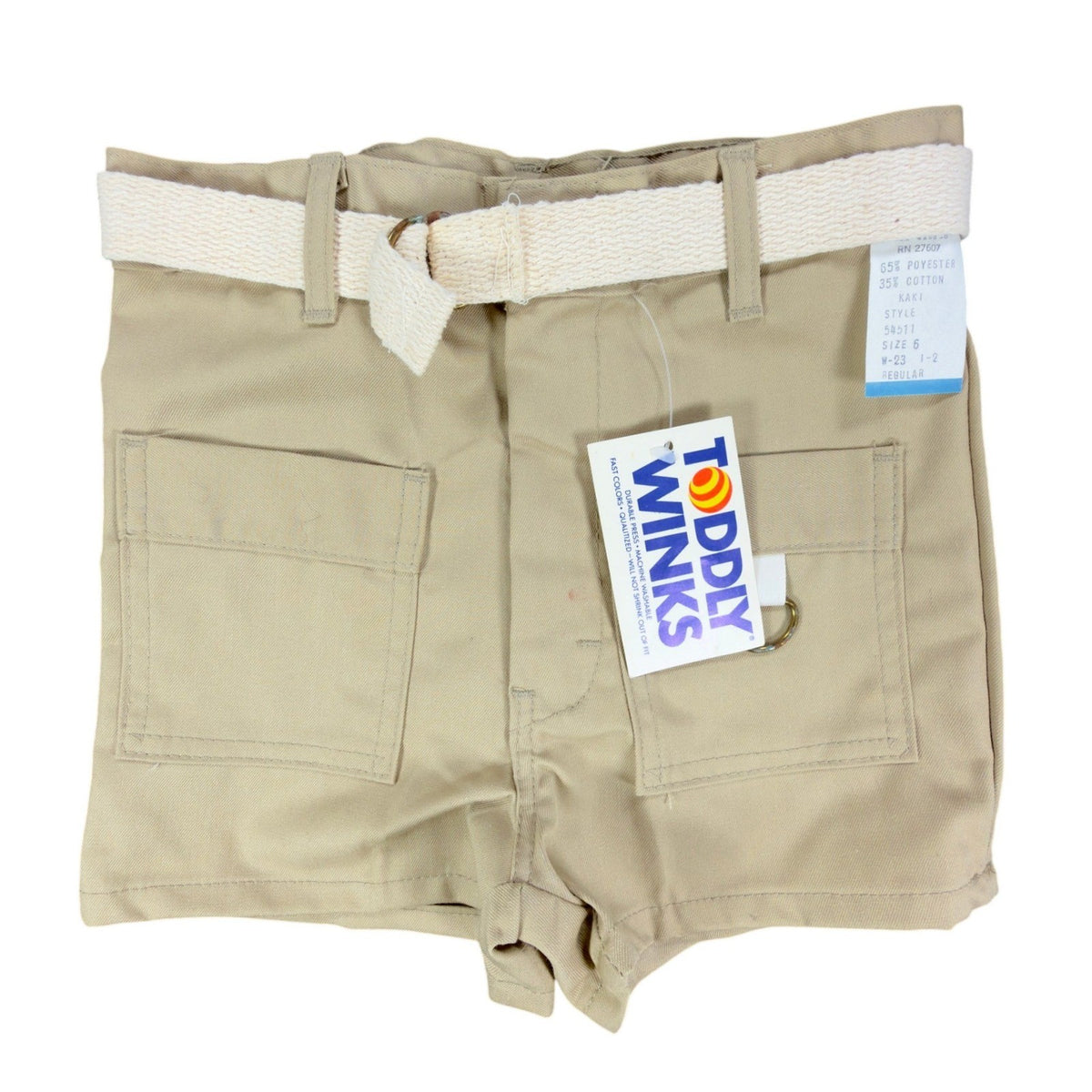 Toddy Winks Vintage 70s Twill Shorts Boys 6 Khaki Cotton Blend NWT - take2supply