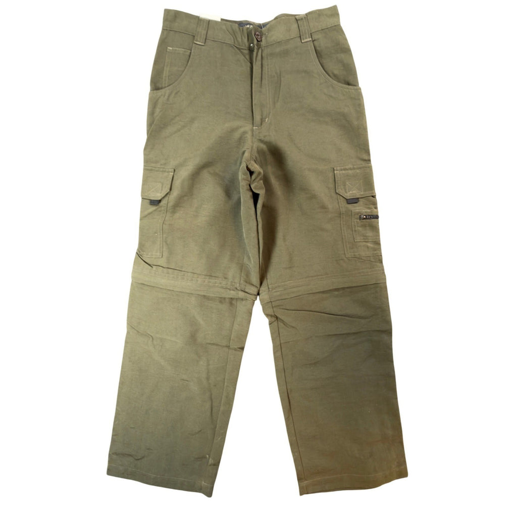 Lee Pipes Cargo Pants Boys 12 Vintage 90s Y2K Olive Green Zip Off Convertible - take2supply