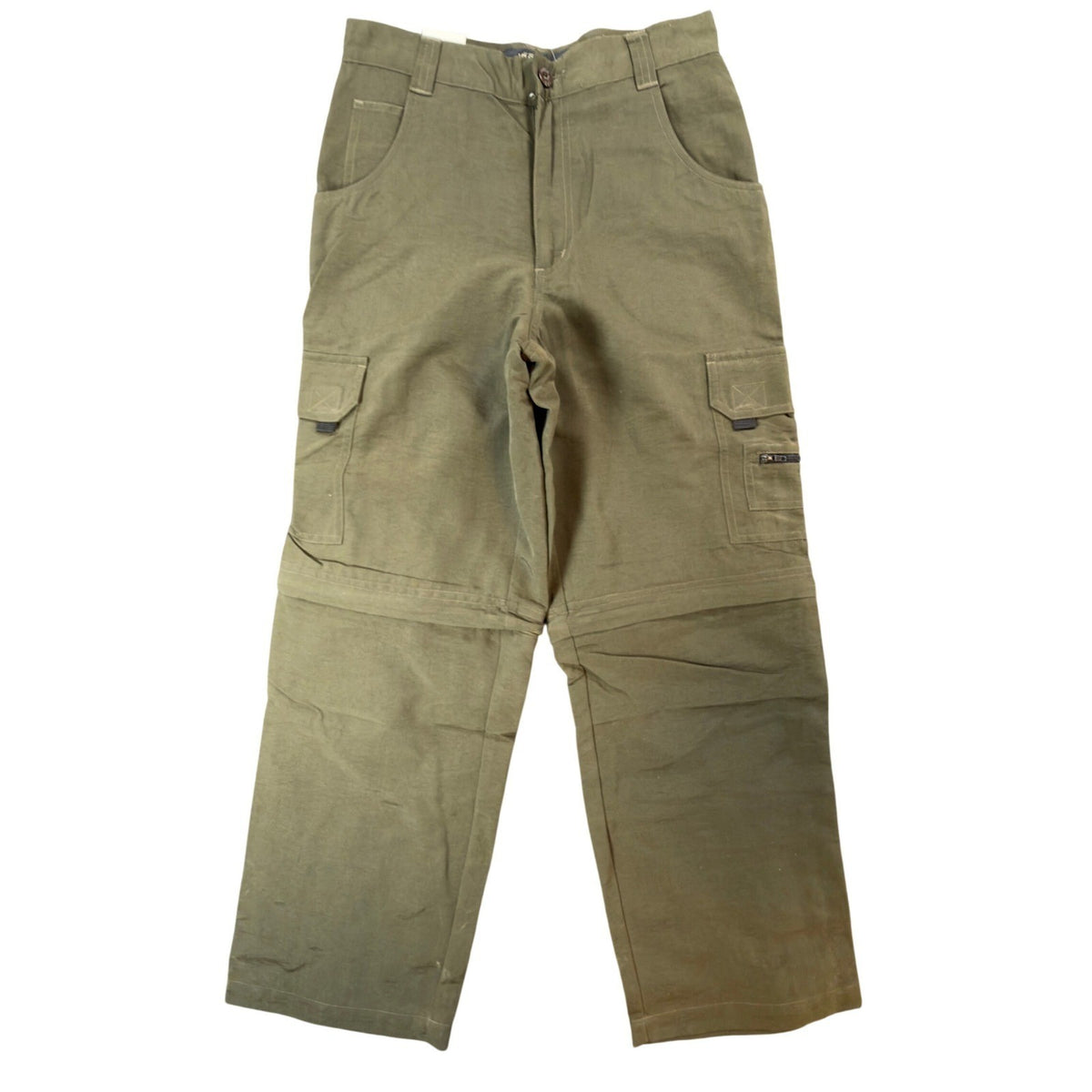 Lee Pipes Cargo Pants Boys 12 Vintage 90s Y2K Olive Green Zip Off Convertible - take2supply