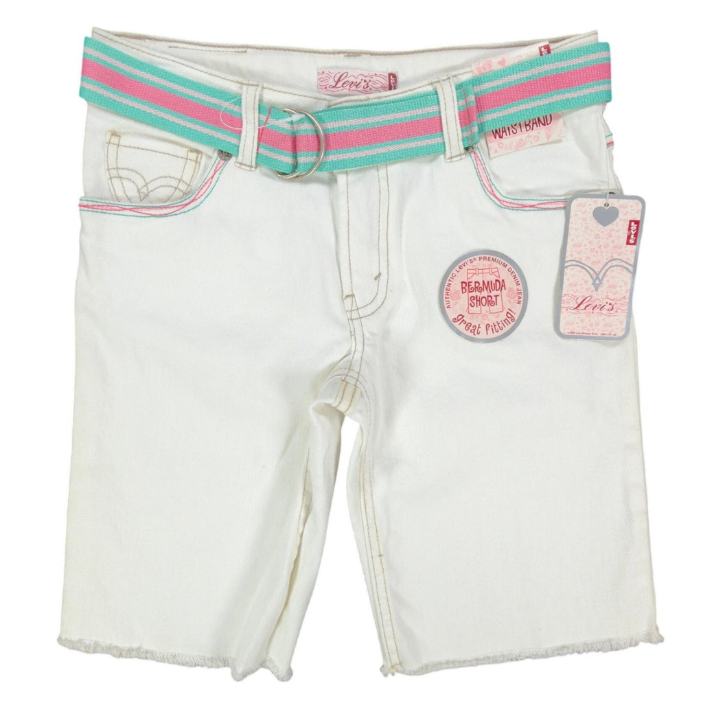 Levi's Y2K Bermuda Shorts Girls 12 White Denim NWT Deadstock - take2supply