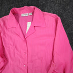 Claudia Richard Blouse Womens Small Pink Vintage 90s Roll Tab Sleeve Textured - take2supply