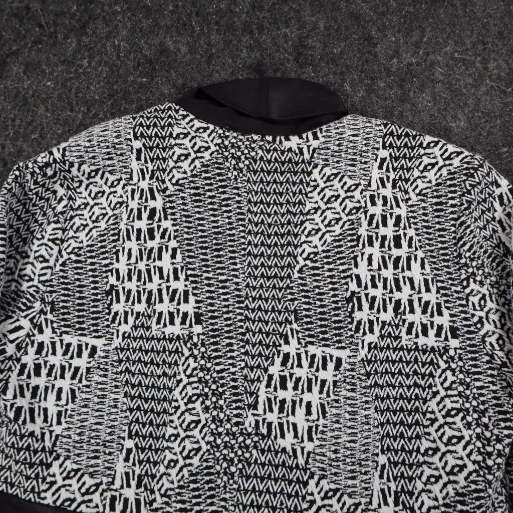 Lana Lee Cardigan Jacket Womens Medium Black White Geometric Open Front NWT - take2supply