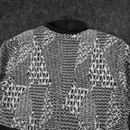 Lana Lee Cardigan Jacket Womens Medium Black White Geometric Open Front NWT - take2supply