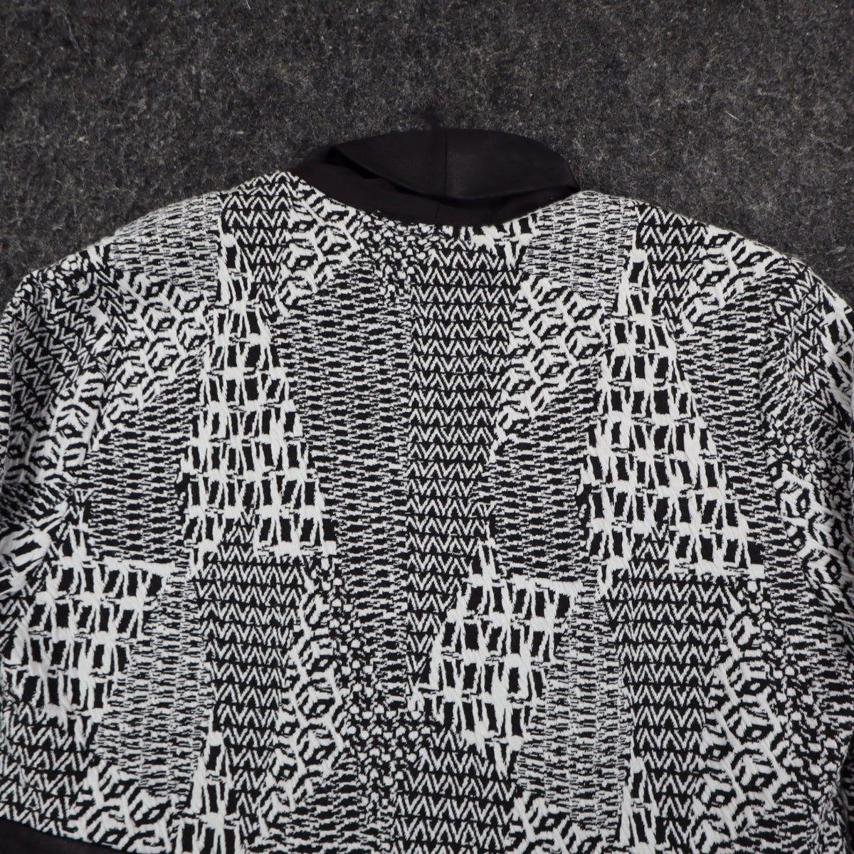 Lana Lee Cardigan Jacket Womens Medium Black White Geometric Open Front NWT - take2supply