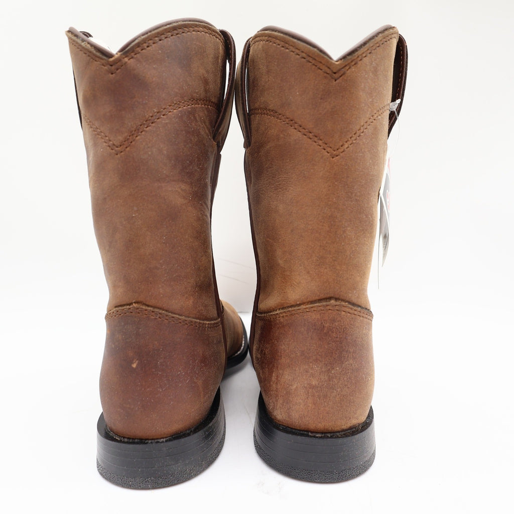 Justin 3410C Kids Western Boots 11D Brown Leather NWT Deadstock Cowboy - take2supply
