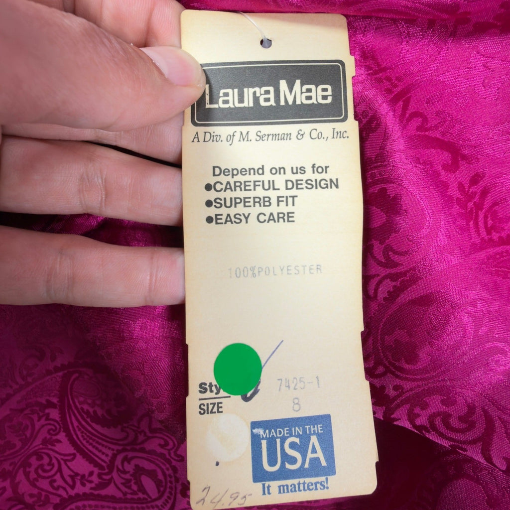 Laura Mae Vintage 80s Blouse Womens 8 Pink Polyester NWT - take2supply