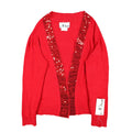 N Touch Cardigan Womens Small Red Sequin Trim Open Front Holiday Sweater NEW - take2supply
