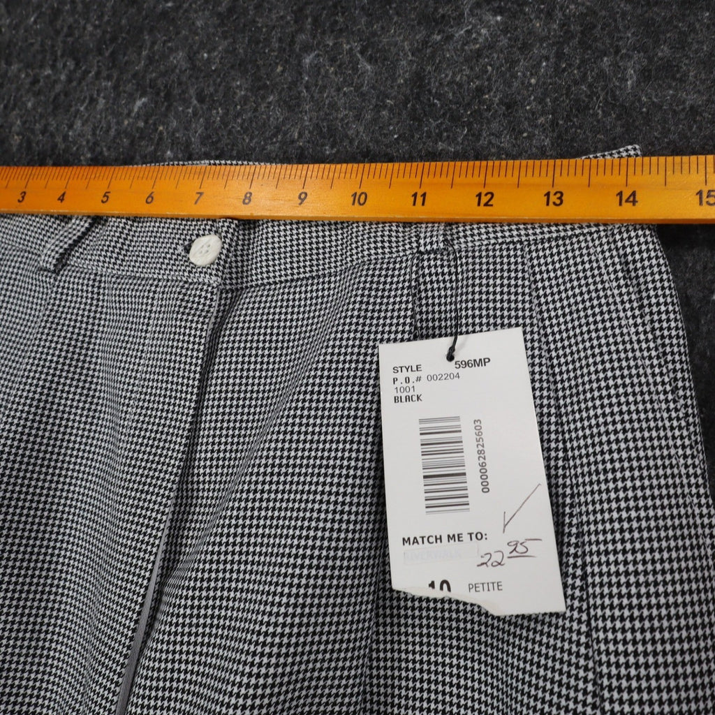 Southern Lady Dress Pants Womens 10 Petite Black White Houndstooth Pleated New - take2supply