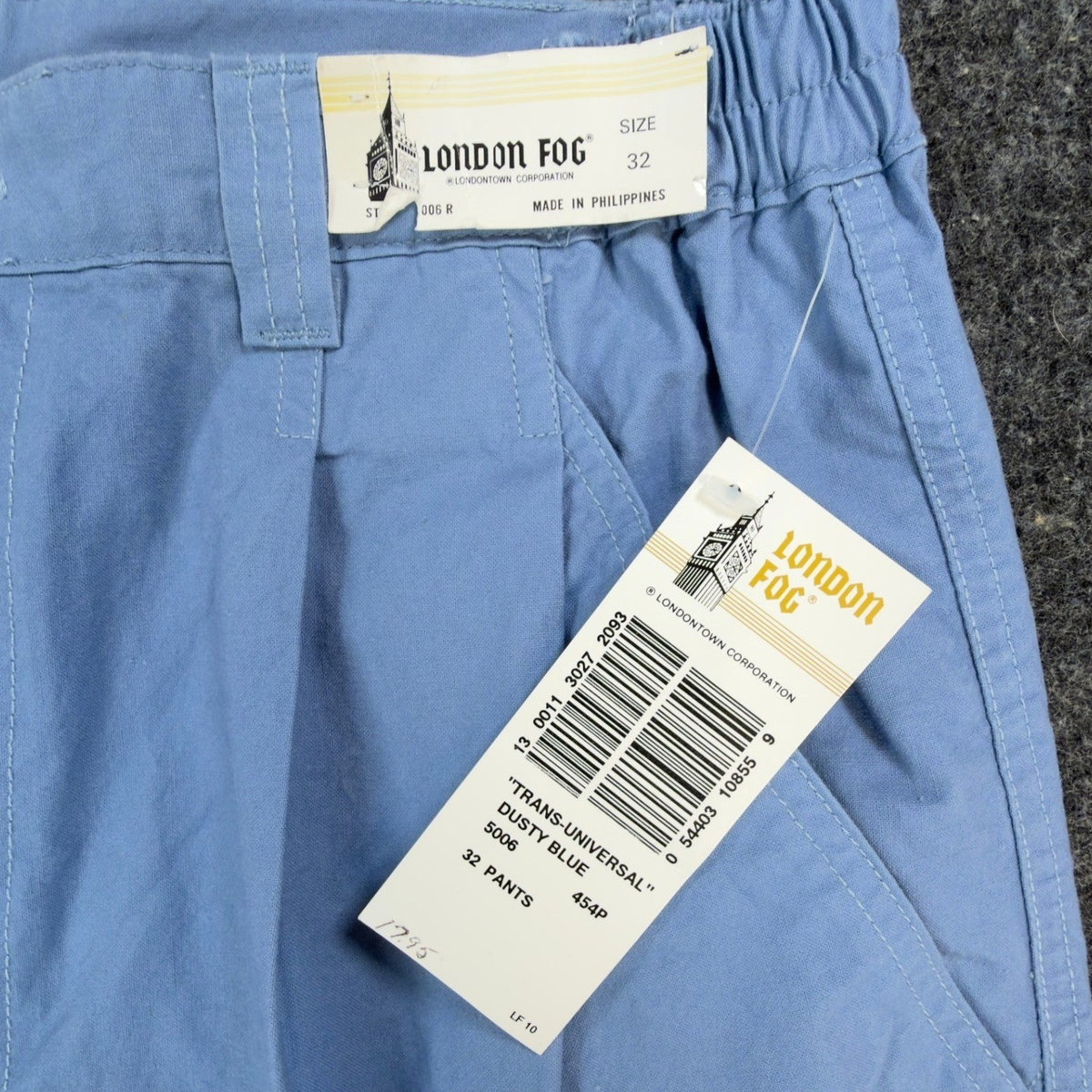 Vintage London Fog Mens 32 Blue Cotton Pleated Shorts Deadstock - take2supply