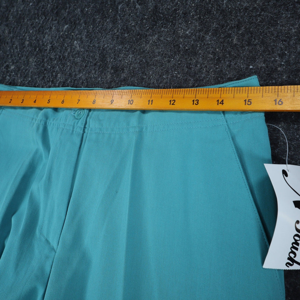 N Touch Straight Leg Pants Womens 10 Teal Azure Lagoon Cotton Tencel Trousers - take2supply