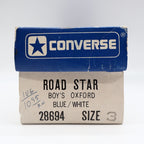 Converse Road Star Boys Size 3 Vintage 80s Blue White Nylon Suede Sneakers NOS - take2supply