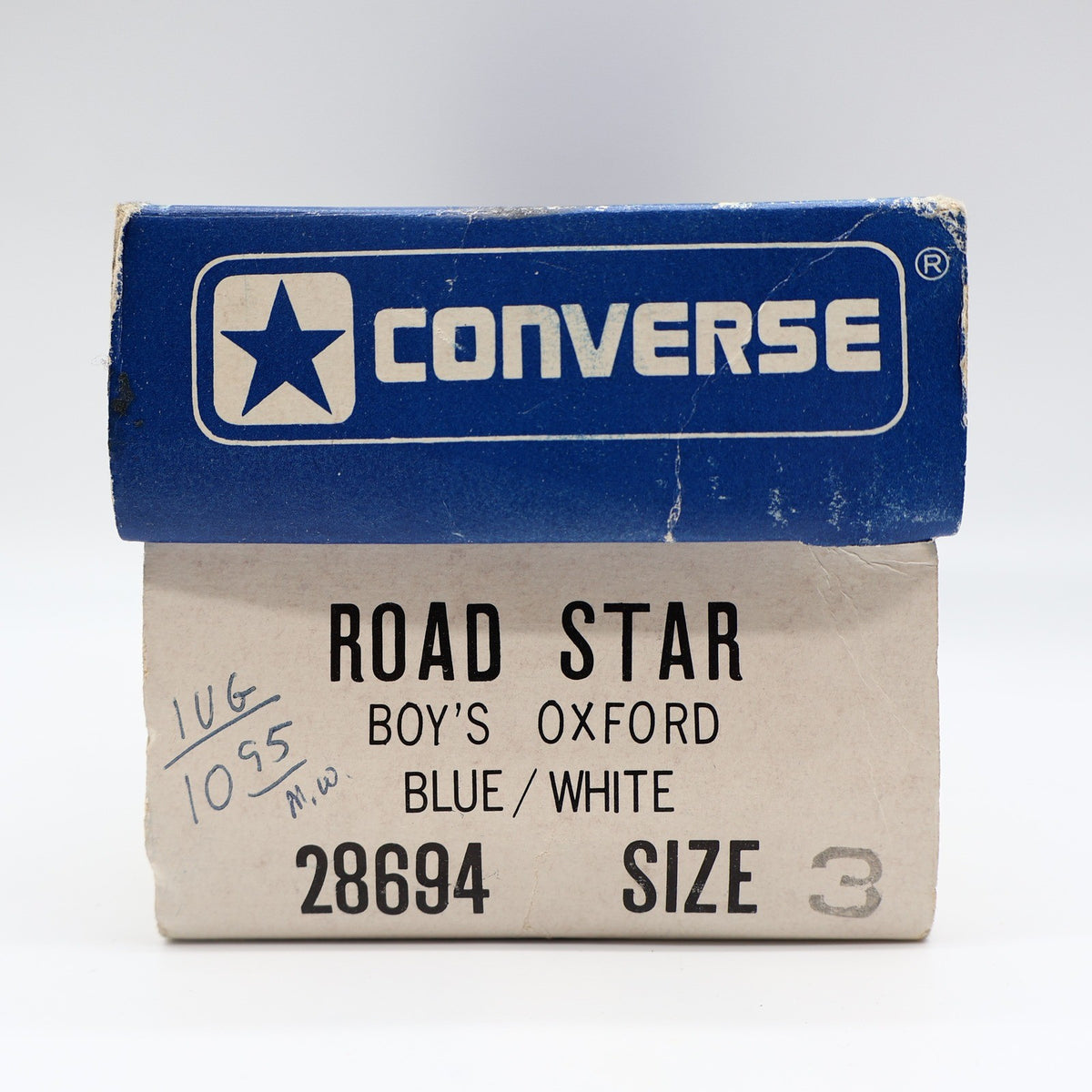 Converse Road Star Boys Size 3 Vintage 80s Blue White Nylon Suede Sneakers NOS - take2supply