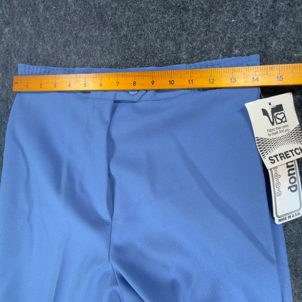 Donnkenny 80s Vintage Slacks Women 10 Blue Poly Visa Stretch High Waist NWT USA - take2supply