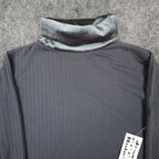 Jessica Roberts Turtleneck Top Womens Small Vintage Black Velvet Trim Cable Knit - take2supply