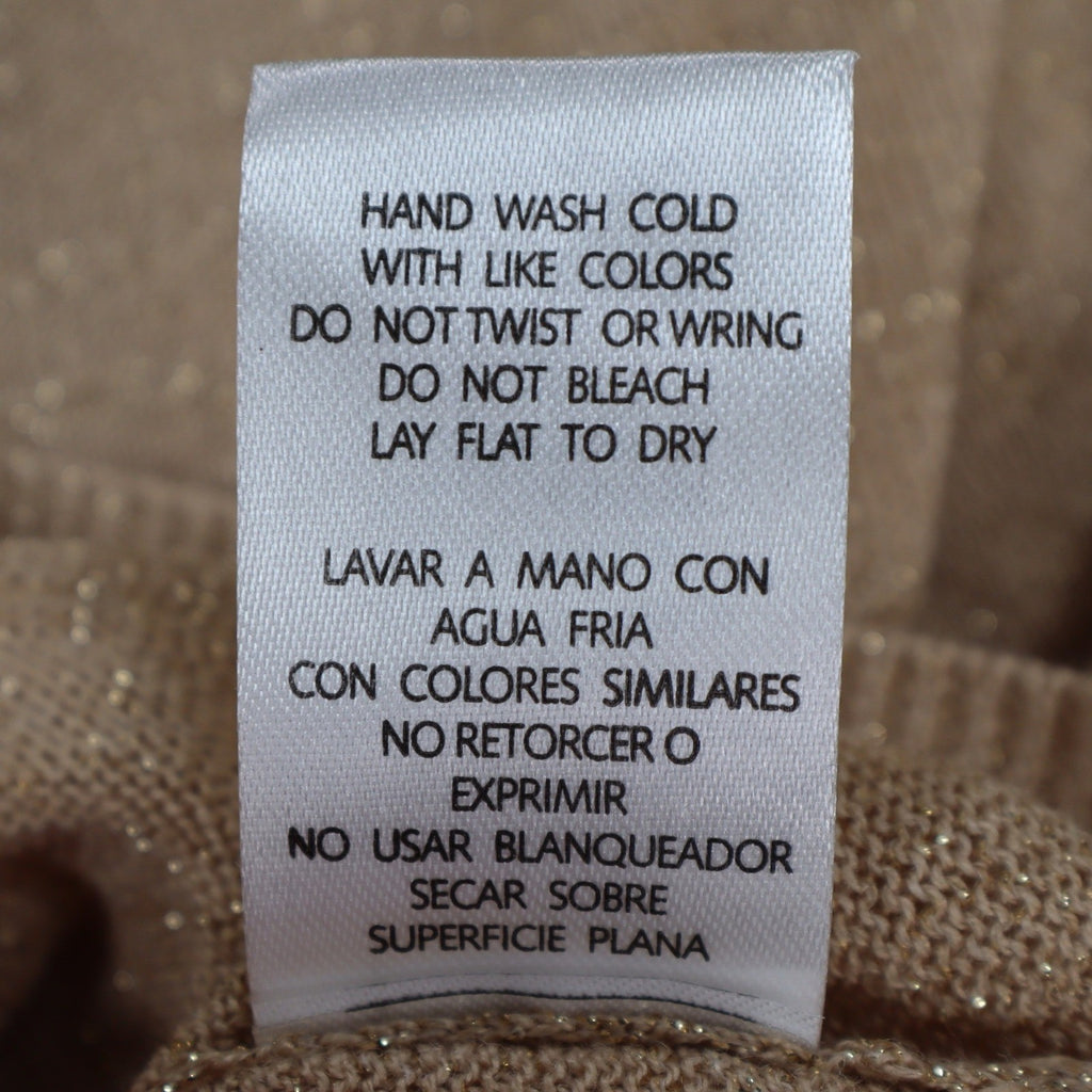 Dunner & Co Sweater Womens S Green Tan Metallic Lurex Colorblock Back Tie Top - take2supply