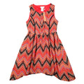 Esley Collection Chevron Tribal Print Dress Womens Small Red Handkerchief Hem - take2supply