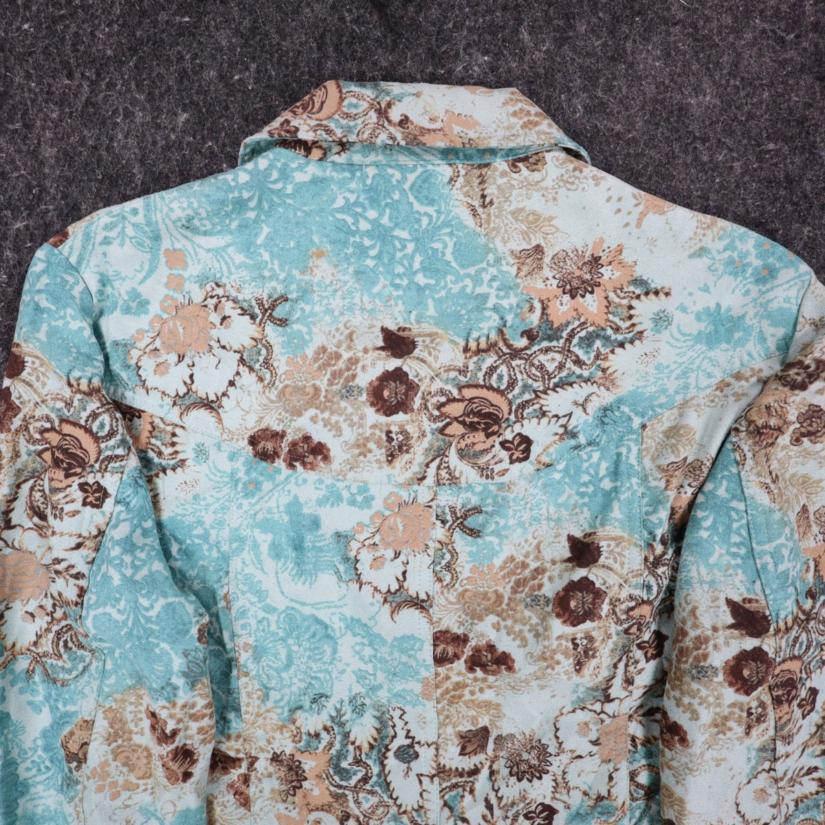 Company Collection Shirt Jacket Womens 8 Y2K Aqua Blue Paisley Floral Textured - take2supply