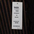 Chic Knits Lanalee Cardigan Large Y2K Taupe Striped Buckle Lettuce Edge NEW - take2supply