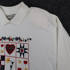 Donnkenny Classics Polo Shirt Womens M Vintage 90s White Embroidered Cat NWT - take2supply
