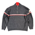 s.Cool Sports Quarter Zip Sweater Mens L Charcoal Excellent Striped Merino Wool - take2supply