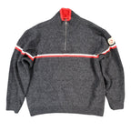 s.Cool Sports Quarter Zip Sweater Mens L Charcoal Excellent Striped Merino Wool - take2supply